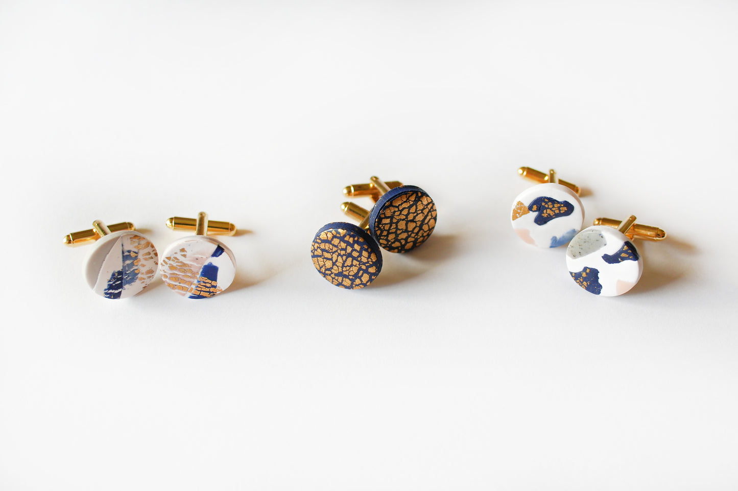 Navy blue and gold crackle | Cufflinks