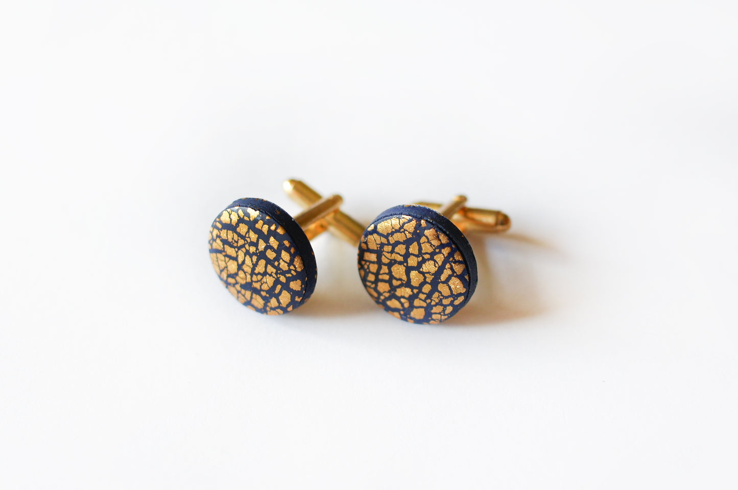 Navy blue and gold crackle | Cufflinks