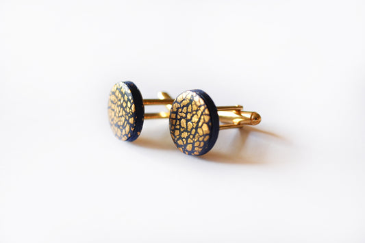 Navy blue and gold crackle | Cufflinks