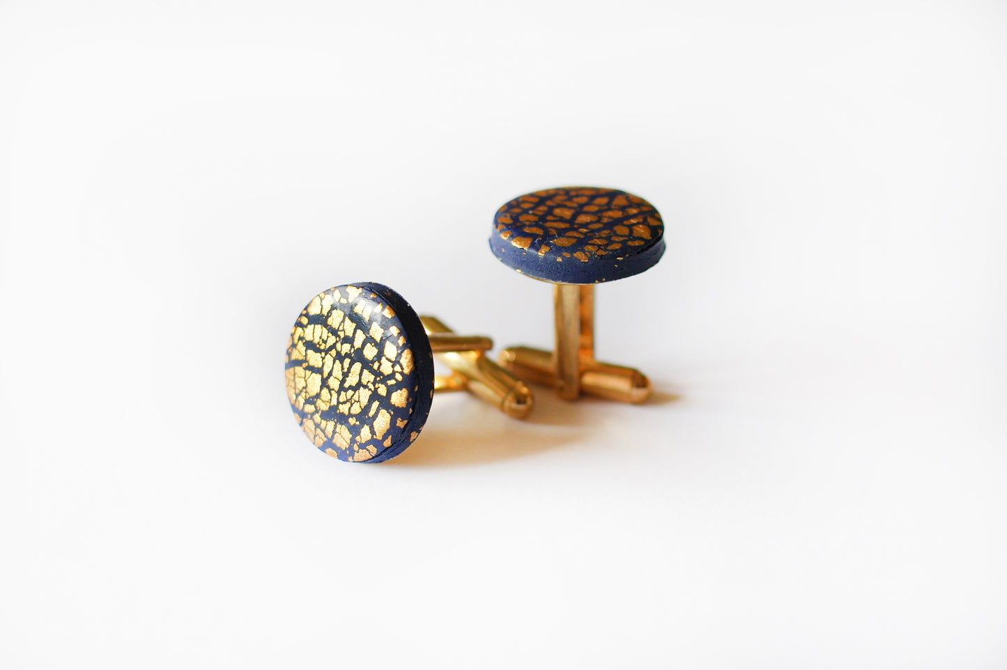 Navy blue and gold crackle | Cufflinks