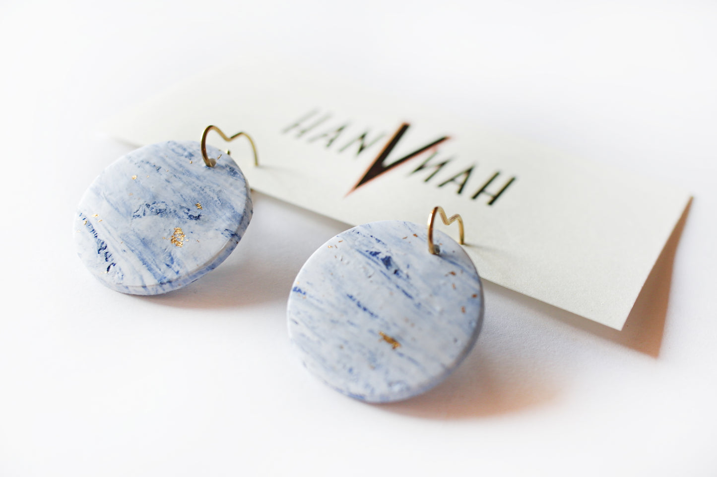 Seafoam discs on gold hooks | Earrings