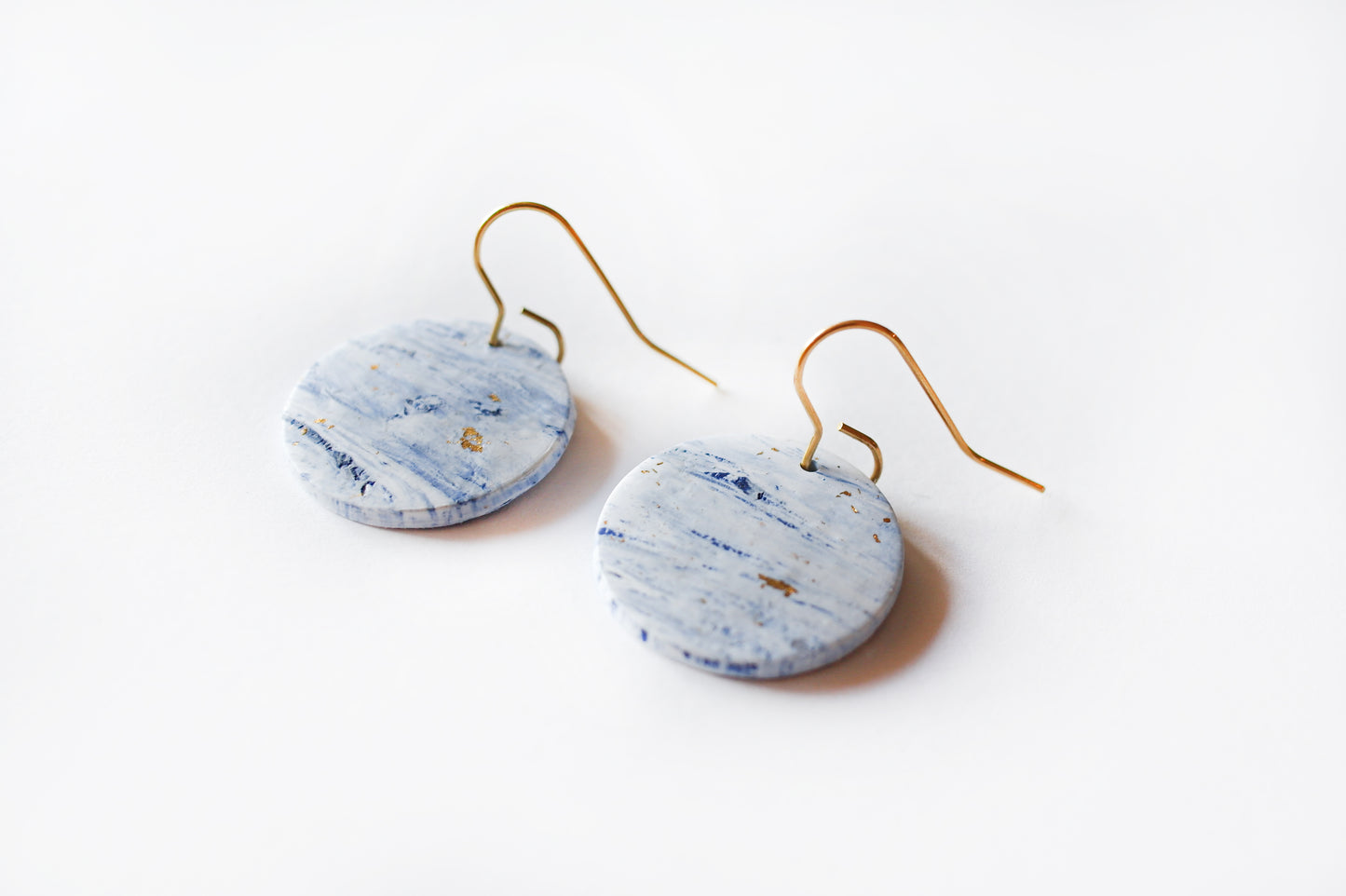 Seafoam discs on gold hooks | Earrings